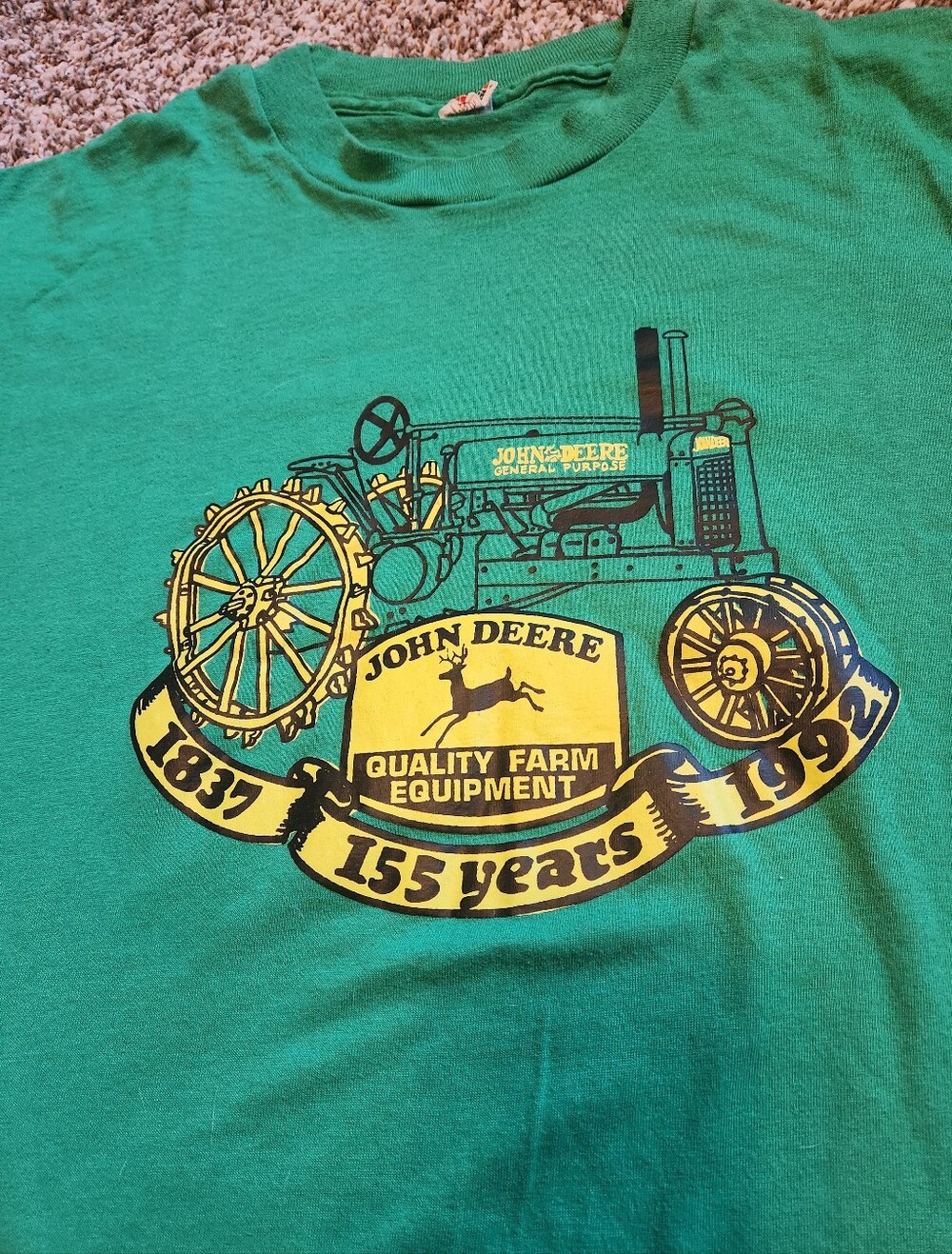 Vintage 90s Single-Stitch John Deere Green Graphic Tee - Size XL
